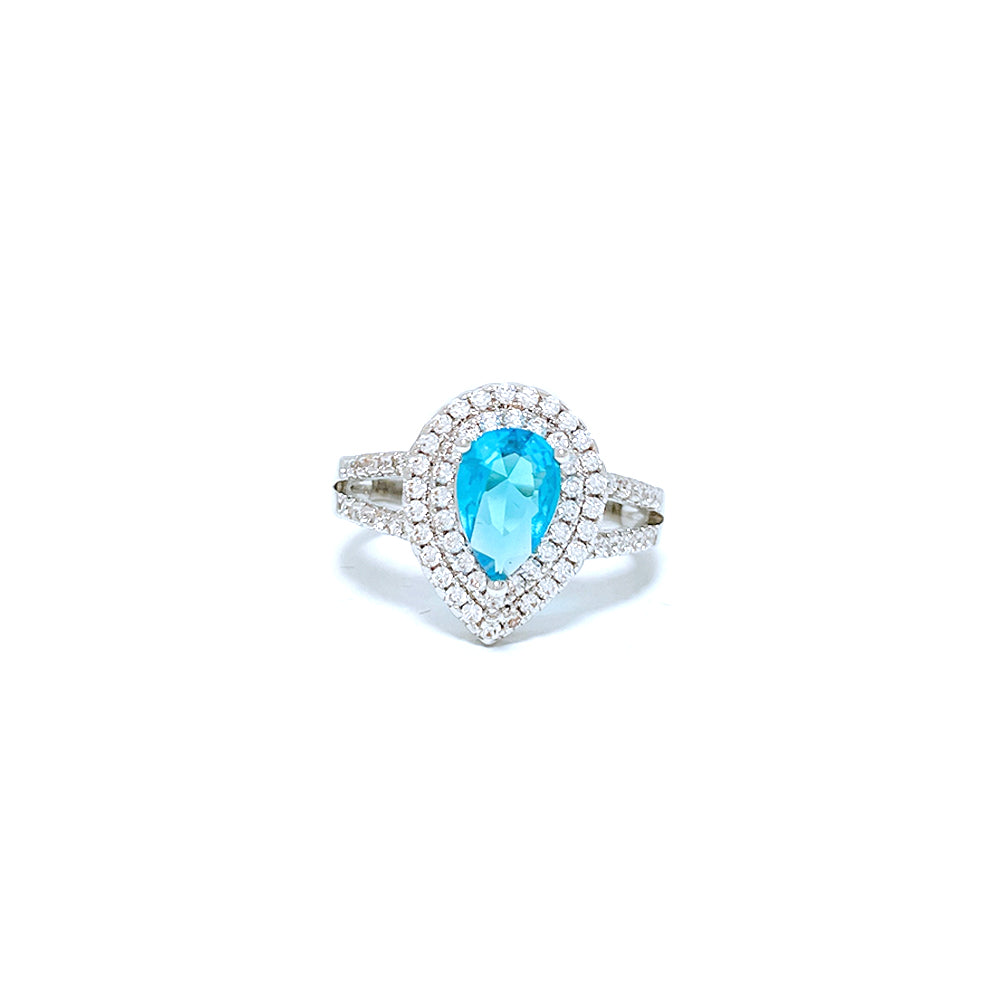 BMR33795AQ - Pear Shape Deluxe Double Halo - Engagemet Ring