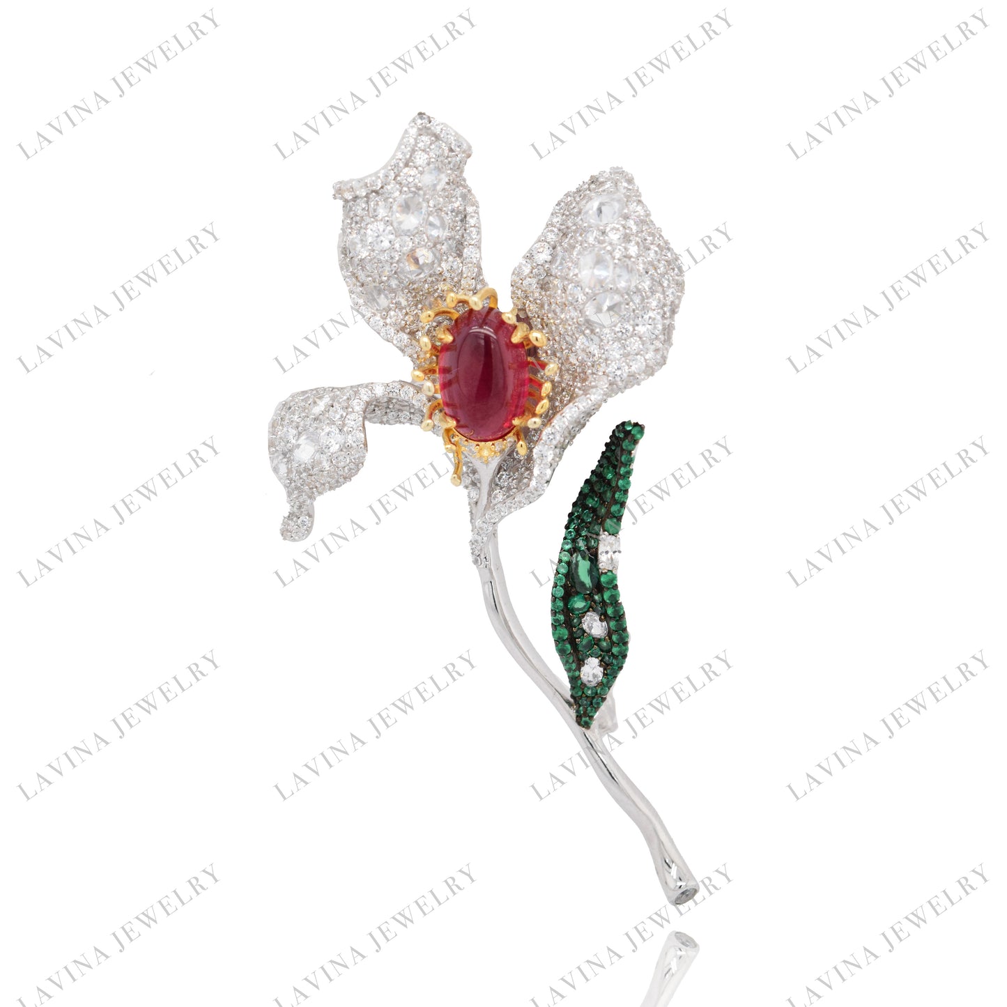 SC28117-Inspired Luxury 925 Sterling Silver Handmade multi- gem Brooch Cubic Zirconia Jewelry For Wedding and Party . Women and Men