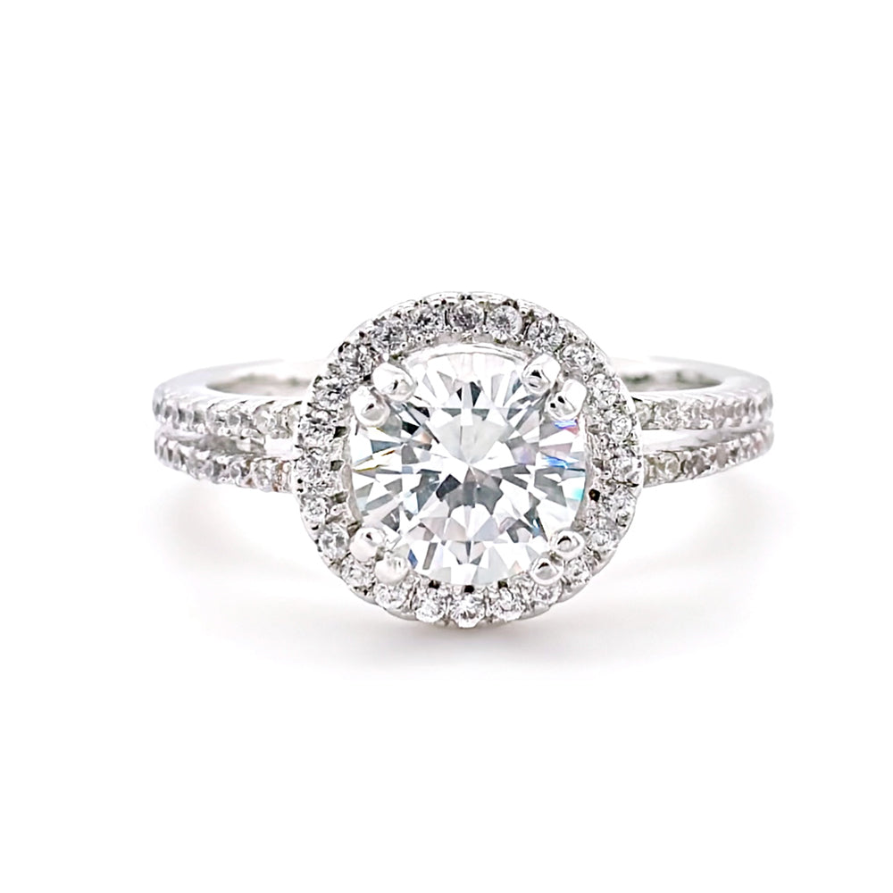 BMR53037WH - Round Cut Halo - Engagemet Ring