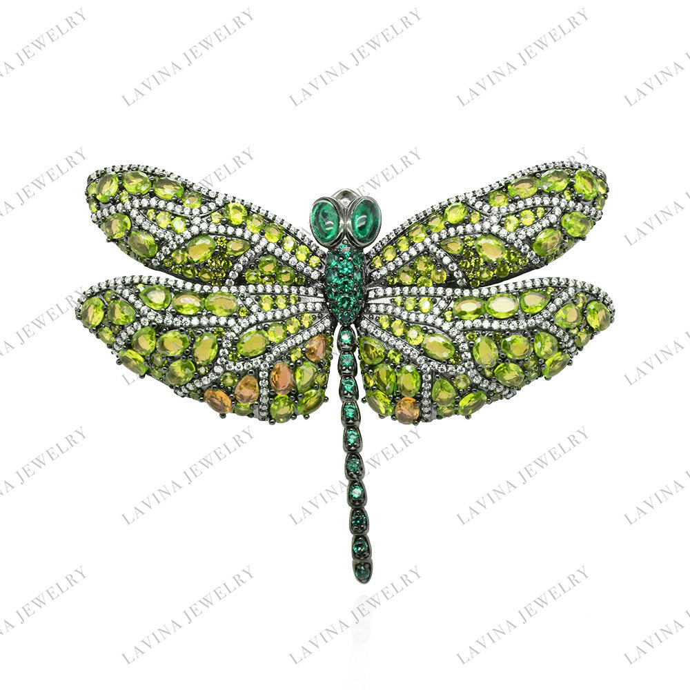 SC28113-Best Selling Jewelry High-end Luxury Accessories Micro Pave S925 Silver CZ Dragonfly Brooch Birthday Gift for Mom , Cubic Zirconia Jewelry For Wedding and Party , Animal Jewelry for Women and Men