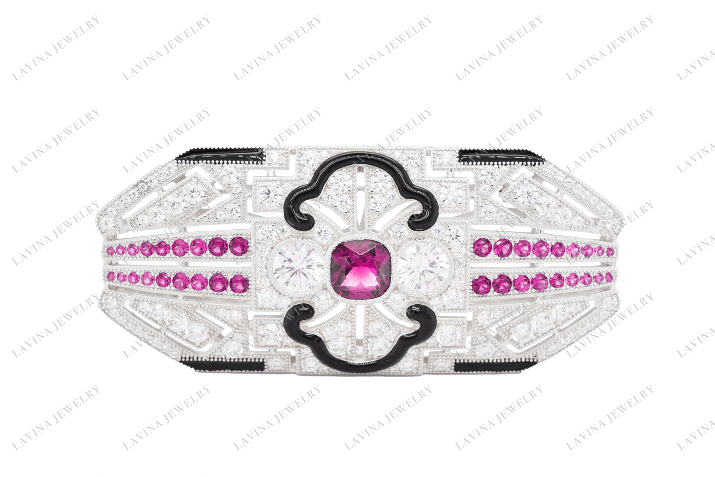 SC28200- Luxury 925 Sterling Silver Vintage geometric brooch 5A Cubic Zirconia Jewelry For Wedding and Party Event , Jewelry for Women and Men