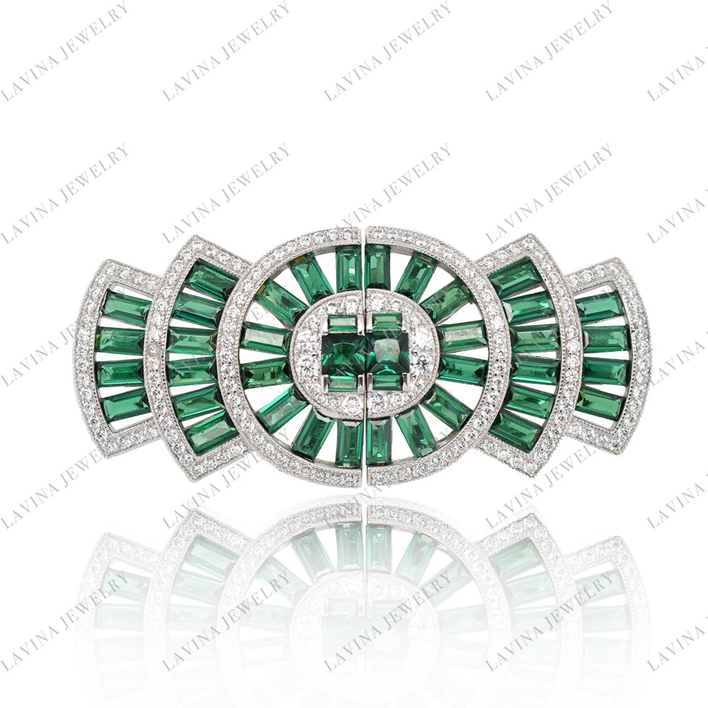 SC28155- Luxury 925 Sterling Silver Vintage geometric brooch Cubic Zirconia Jewelry For Wedding and Party Event , Jewelry for Women and Men