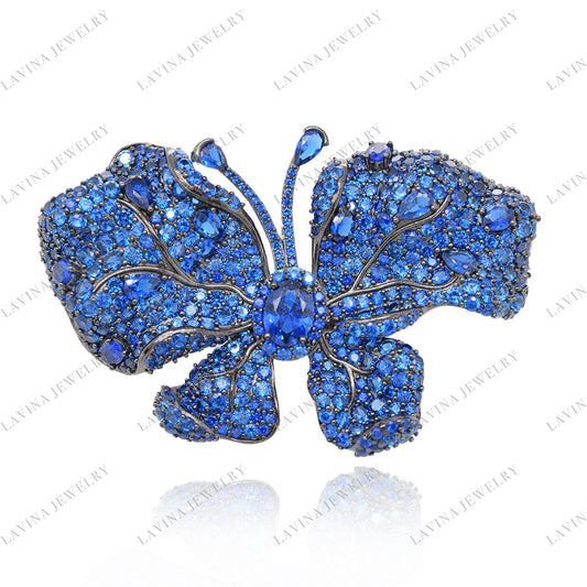 SC28109-Luxury Women Micro Pave 5A CZ 925 Sterling Silver Handmade Butterfly Brooch Cubic Zirconia Jewelry For Wedding and Party Event , Animal Jewelry for Women and Men