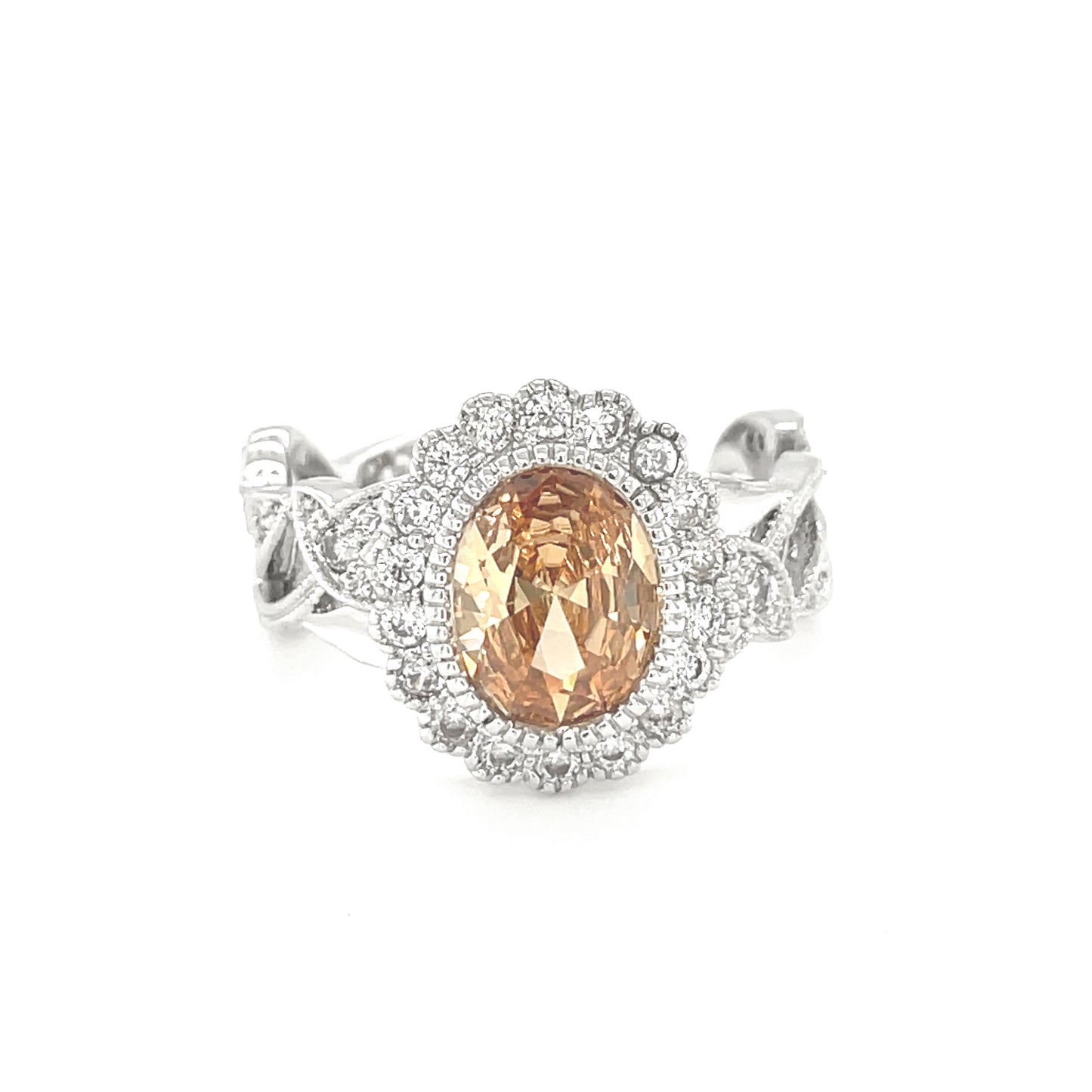 BMR25521CP - Oval Cut Woven Band - Engagemet Ring