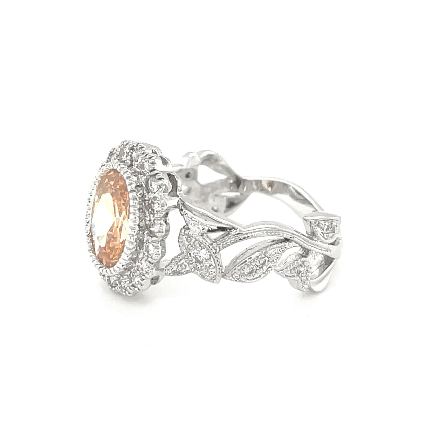BMR25521CP - Oval Cut Woven Band - Engagemet Ring