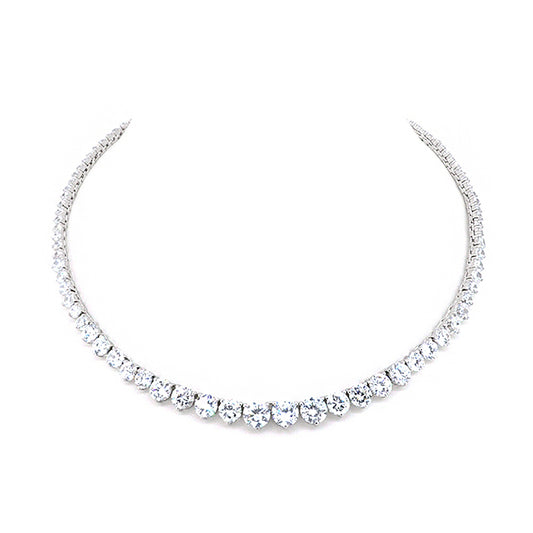 BMN5316 - Fancy Graduated CZ Necklace - Tennis Necklace