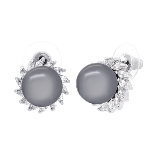 BME5422 - Sunflower Marquise Cut - White Pearl - Stud Earrings