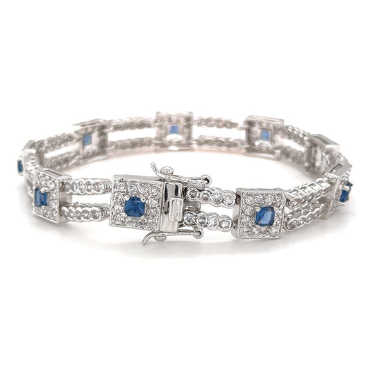 BMB60032 - 10 Large Cube Clear CZ Bracelet - Bracelet