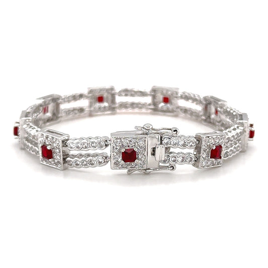 BMB60032 - 10 Large Cube Clear CZ Bracelet - Bracelet