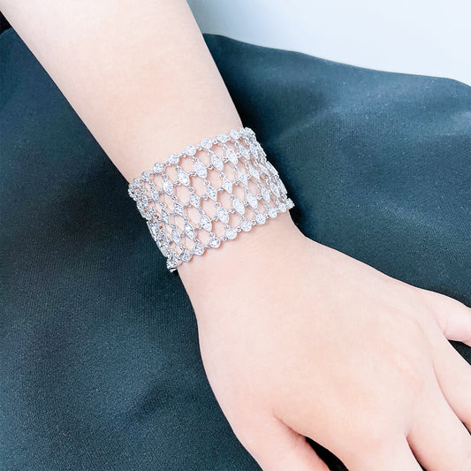 BMB60051 - Silver Strand Bracelet With Clear CZ - Bracelet