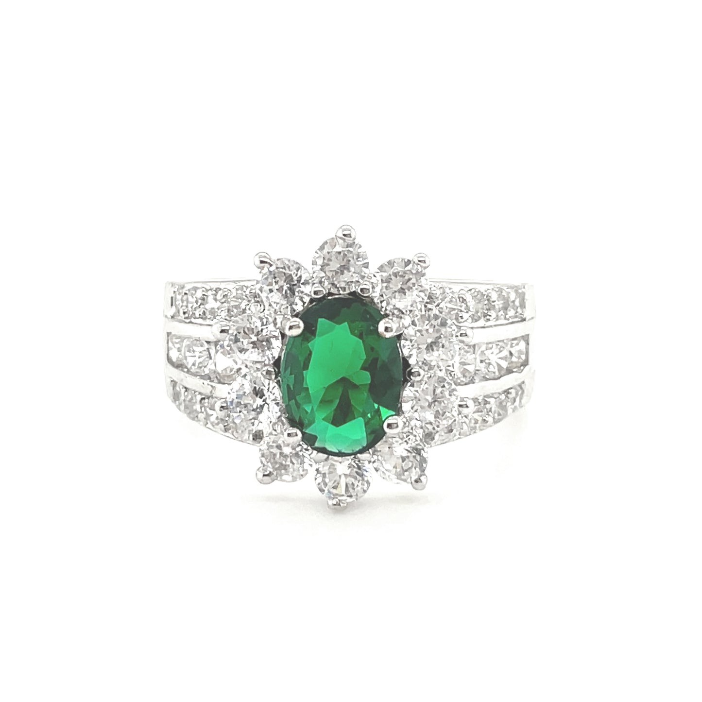 BMR63009GR - Oval Cut Halo Flower - Engagemet Ring