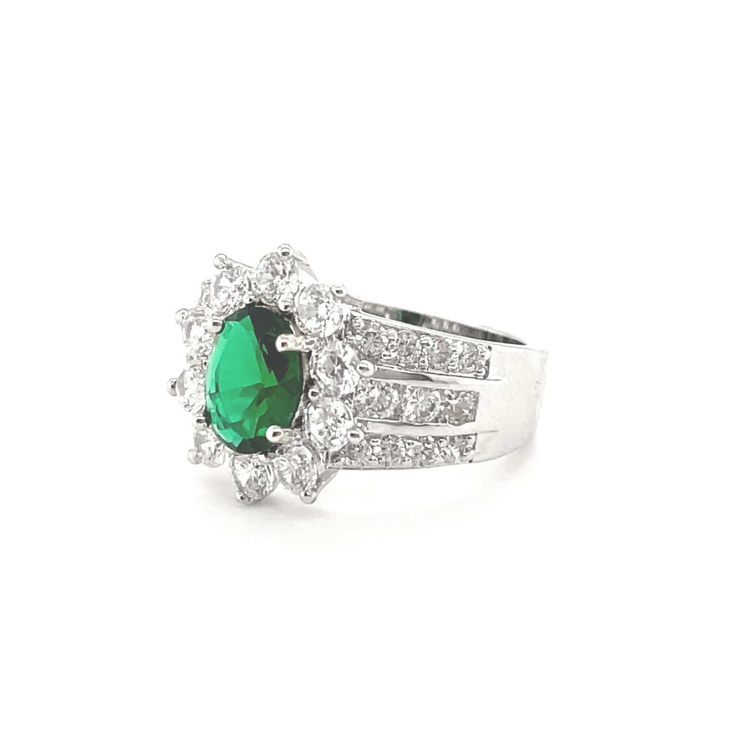 BMR63009GR - Oval Cut Halo Flower - Engagemet Ring