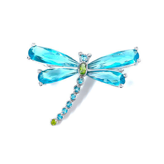 BMC65588 - Shine Aqua Dragonfly Insect - Brooch
