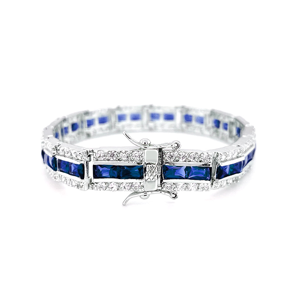 BMB69071 - Art Deco Simulated Baguette Cubic Zirconia Tennis Bracelet - Bracelet