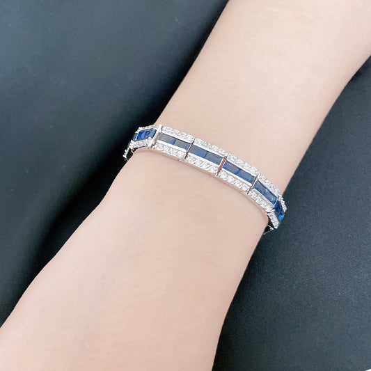 BMB69071 - Art Deco Simulated Baguette Cubic Zirconia Tennis Bracelet - Bracelet