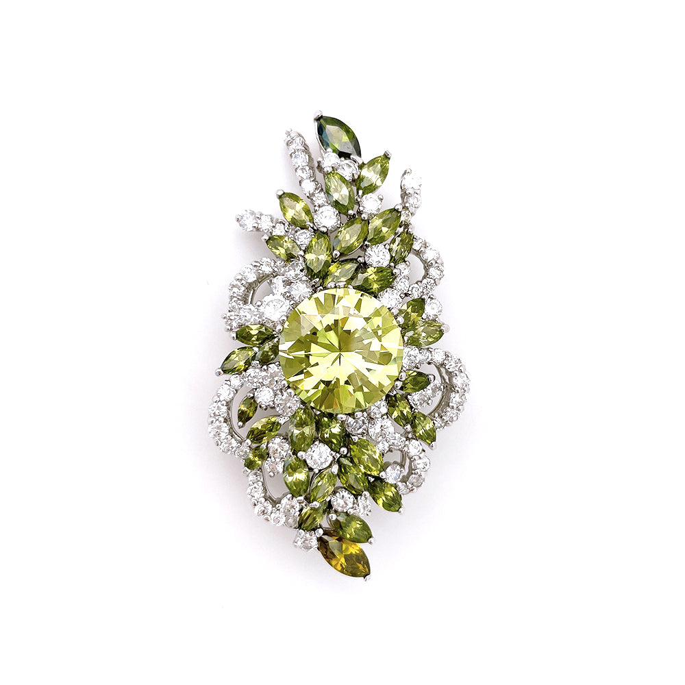 BMC80048 - Vintage Brilliant Peridot Cz - Brooch