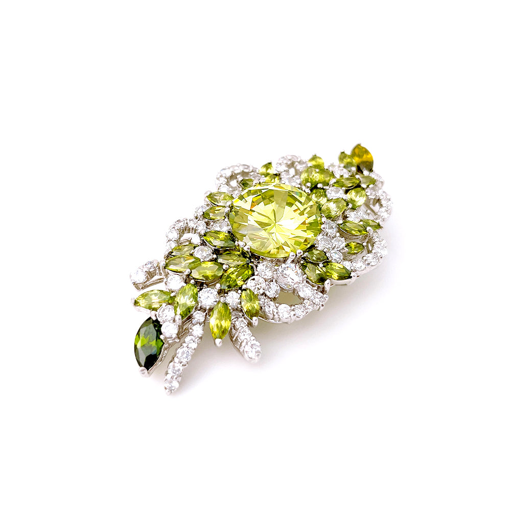 BMC80048 - Vintage Brilliant Peridot Cz - Brooch