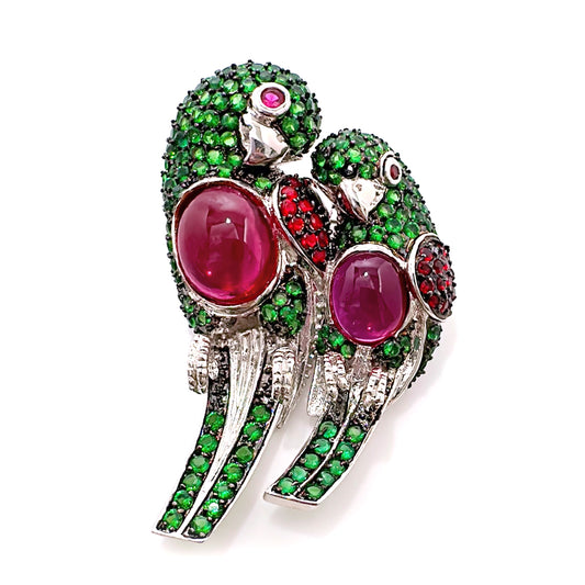 BMC80061 - ファンシーシークレットガーデンオウム - ブローチ