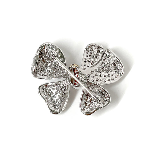 BMC80067 - ヴィンテージ合成ルビーキュービックジルコニアボウ - ブローチ