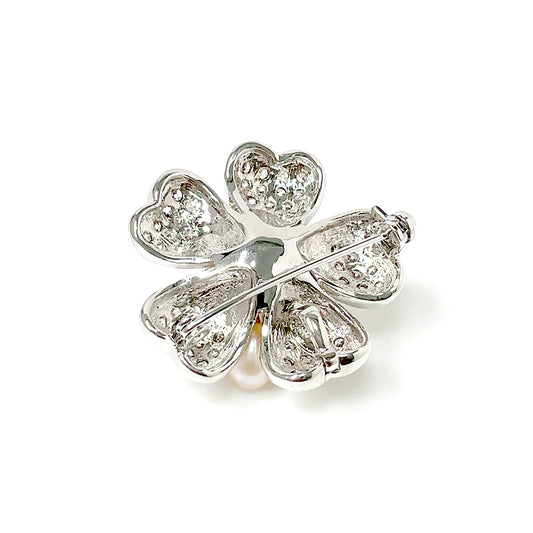 BMC80089 - 6 真珠 5 花びら - ブローチ