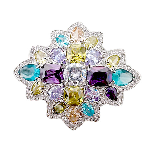 BMC80131 - Vintage Multi - Color - 2-in-1 Pendant Necklace Brooch