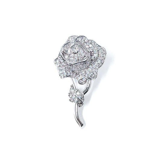 BMC80165 - White Rose - 2-in-1 Pendant Necklace Brooch