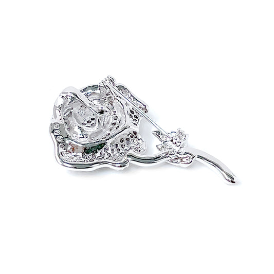 BMC80165 - White Rose - 2-in-1 Pendant Necklace Brooch