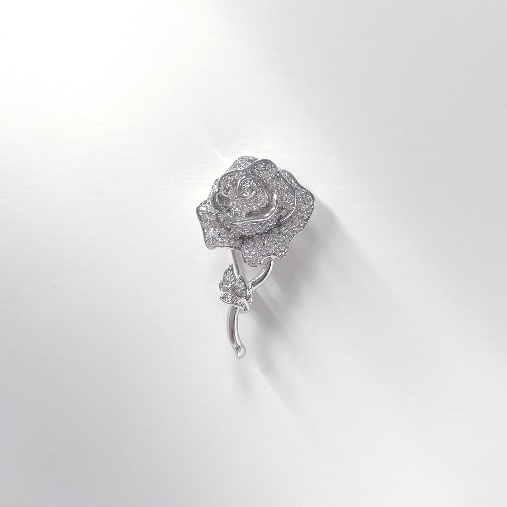 BMC80165 - White Rose - 2-in-1 Pendant Necklace Brooch