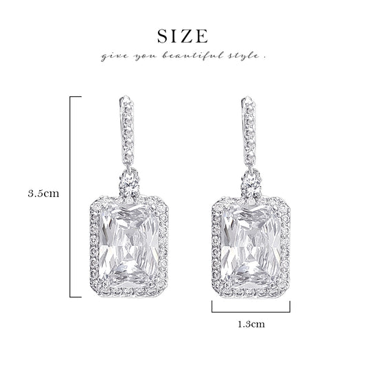 BME80773 - 10Ct CZ Dangle Hoop Statement Earrings - Pendant Earrings