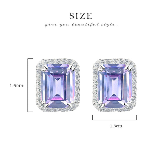 BME80773 - Fancy Emerald Cut CZ Earrings - Stud Earrings