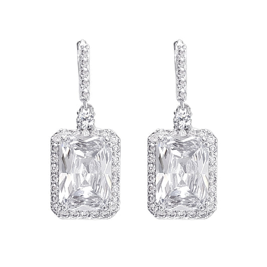 BME80773 - 10Ct CZ Dangle Hoop Statement Earrings - Pendant Earrings