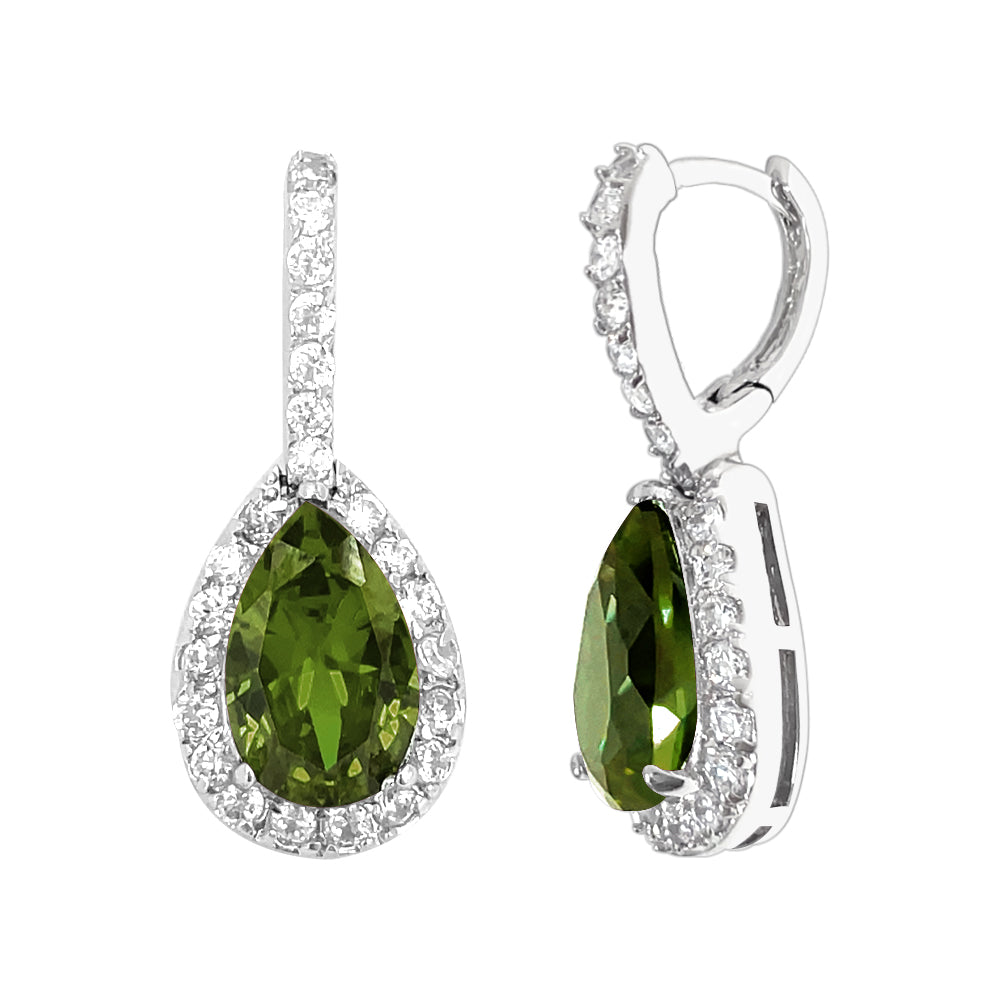 BME80823 - Peardrop Halo Imitation CZ Earrings - Hoop Earrings