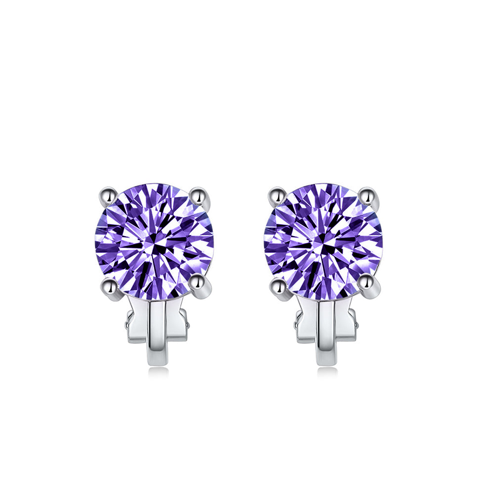 BME81194 - Brilliant Cut 2 Carat 8mm Solitaire CZ Earrings - Clip On Earrings
