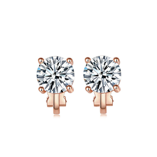 BME81194 - Brilliant Cut 2 Carat 8mm Solitaire CZ Earrings - Clip On Earrings