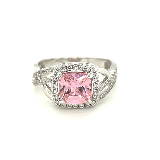 BMR84096PK - Princess Cut Woven Band - Engagemet Ring