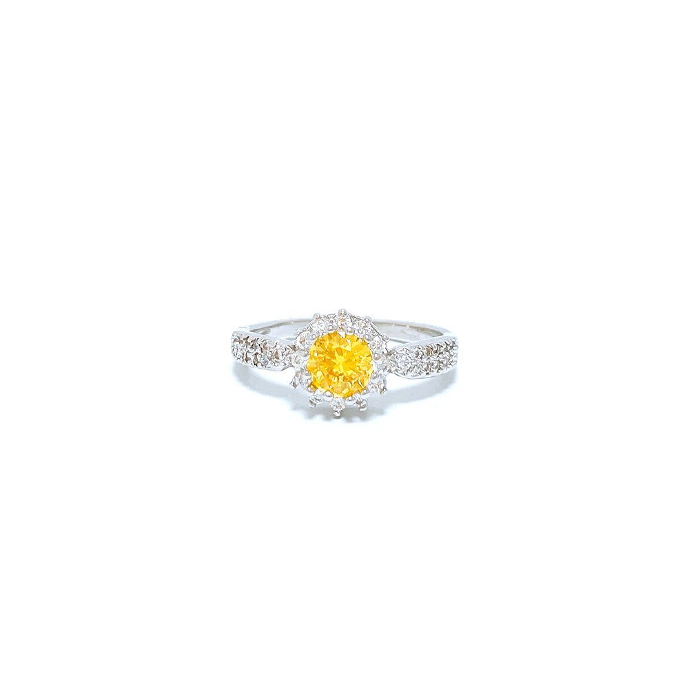 BMR84597YL - Round Cut Halo Flower - Engagemet Ring