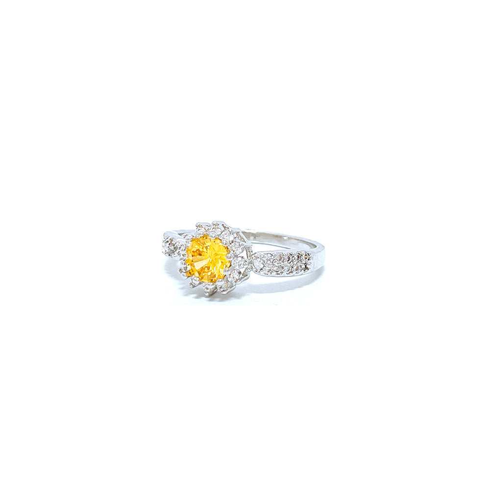 BMR84597YL - Round Cut Halo Flower - Engagemet Ring