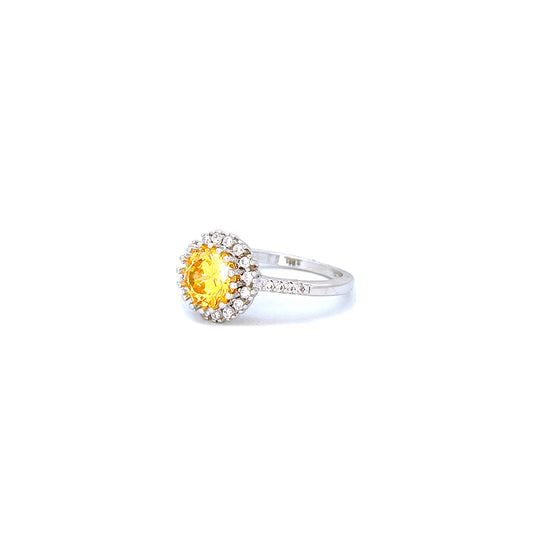 BMR84735YL - Halo Halo Flower - Engagemet Ring