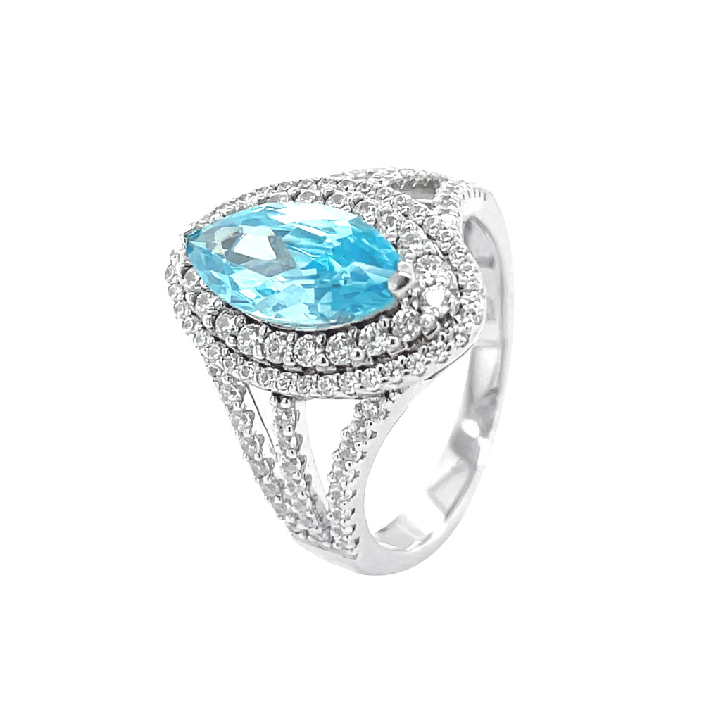 SMR88170 - Mermaid Aquamarine Series - Versailles Collection S925 Silver Ring