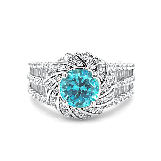 SMR88215 - Versailles Collection-Mermaid Aquamarine Series S925- Silver Ring