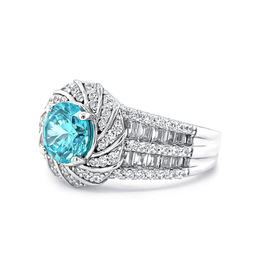 SMR88215 - Versailles Collection-Mermaid Aquamarine Series S925- Silver Ring