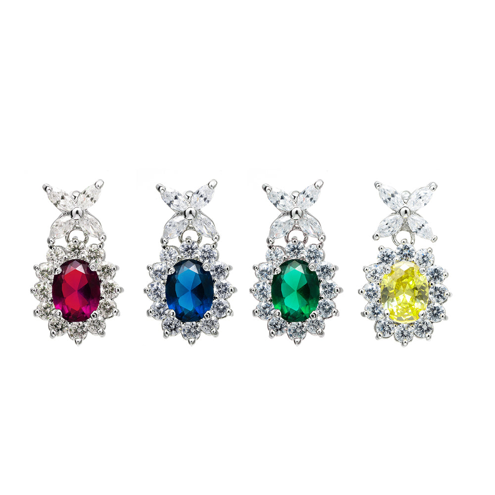 BME95007 - Fancy Oval Cut CZ Earrings - Stud Earrings
