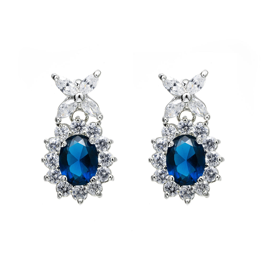 BME95007 - Fancy Oval Cut CZ Earrings - Stud Earrings