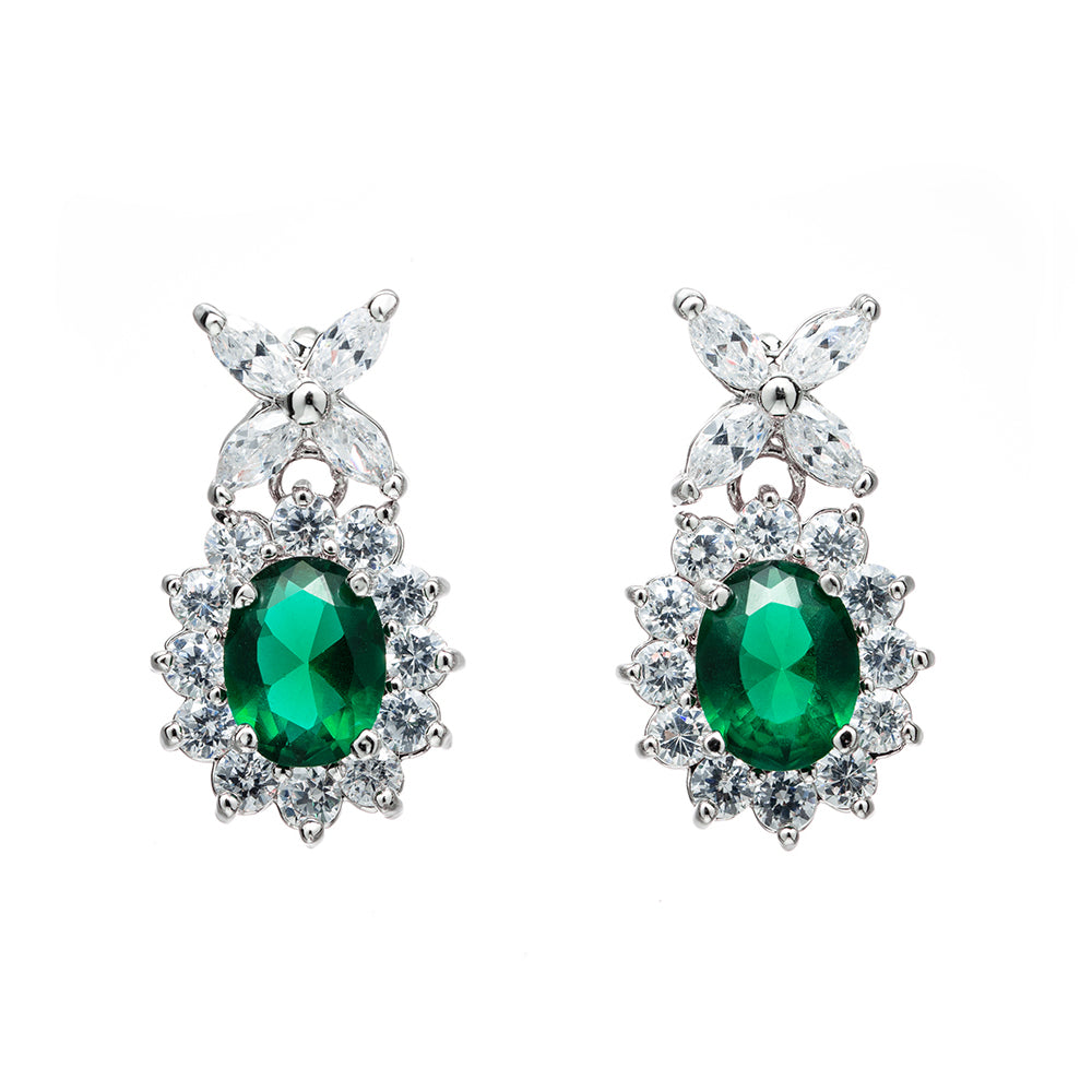 BME95007 - Fancy Oval Cut CZ Earrings - Stud Earrings
