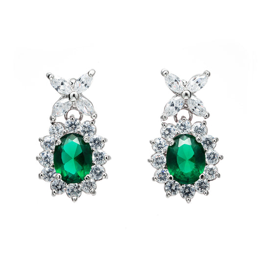 BME95007 - Fancy Oval Cut CZ Earrings - Stud Earrings