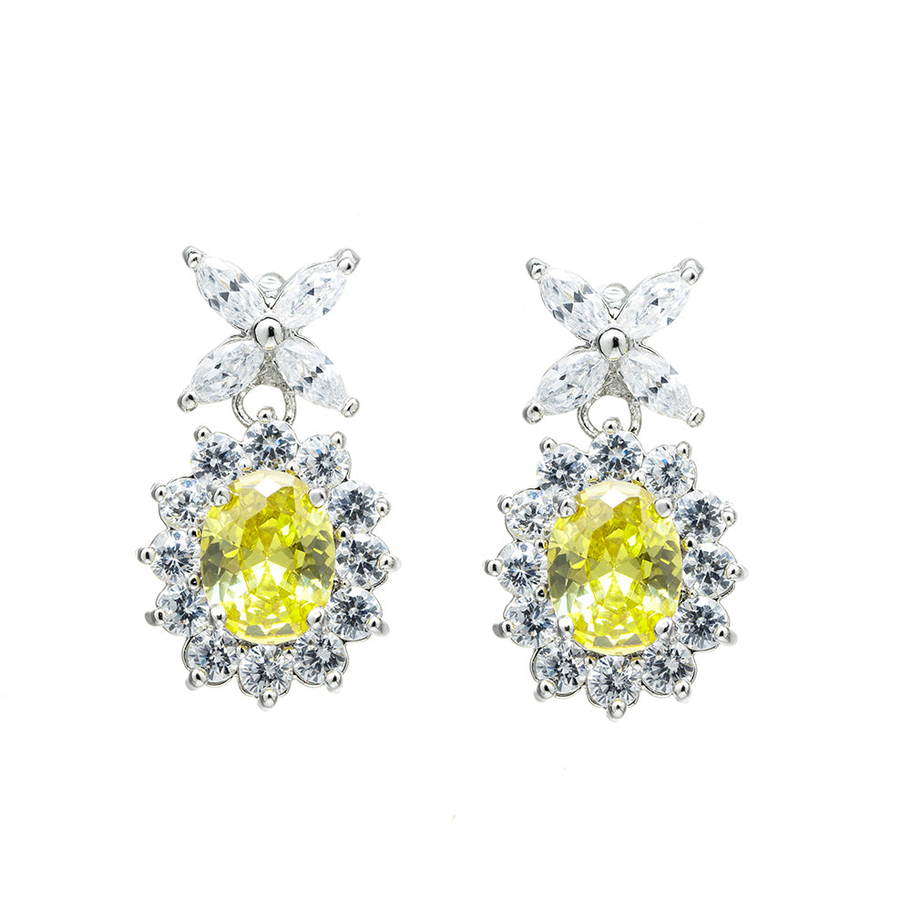 BME95007 - Fancy Oval Cut CZ Earrings - Stud Earrings