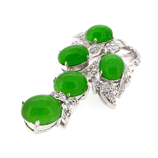 BMC80031 - Cabochon Jade Brooch - 2-in-1 Pendant Necklace Brooch