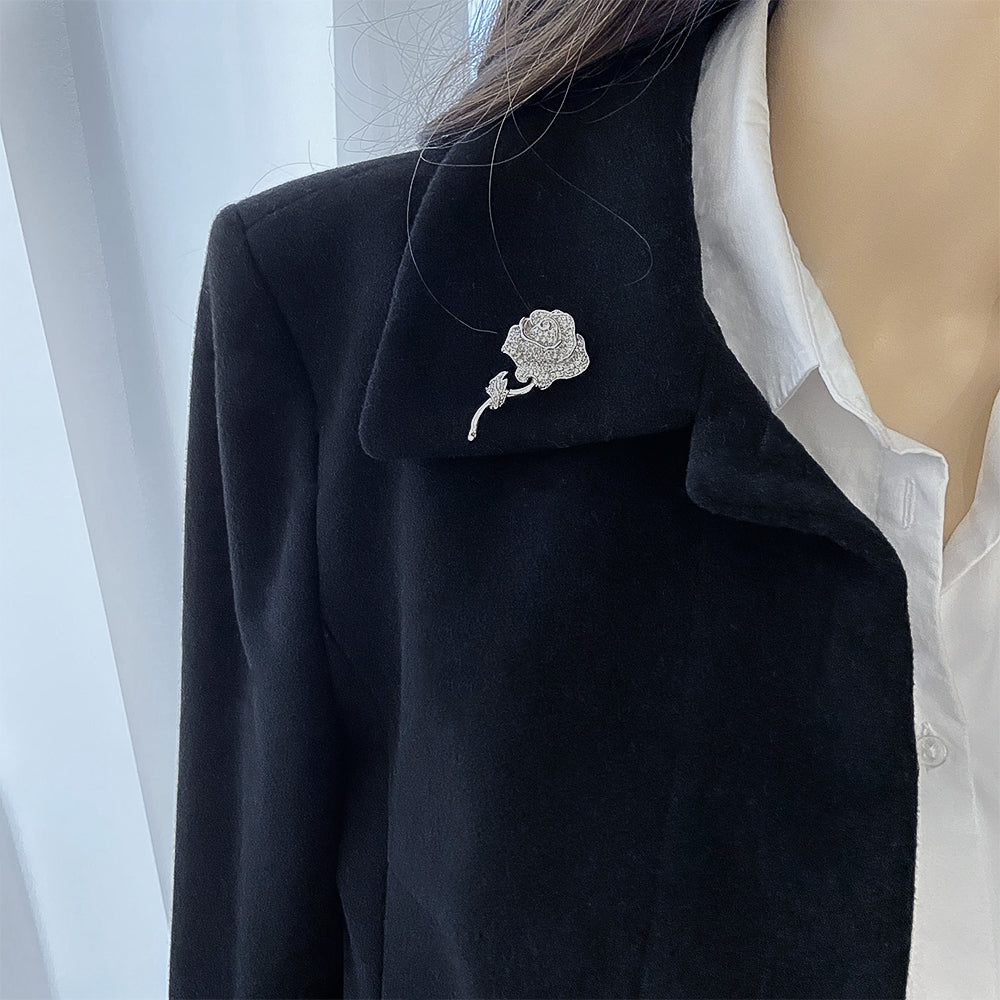 BMC80165 - White Rose - 2-in-1 Pendant Necklace Brooch