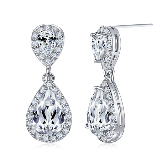 BME200904 - Fancy Teardrop CZ Dangle Earring - Pendant Earrings
