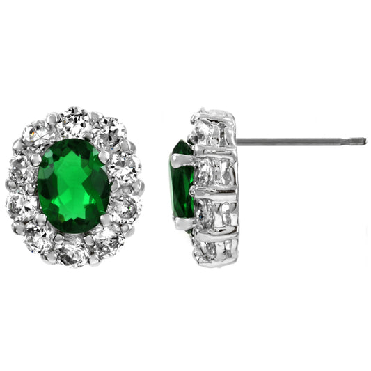 BME5940 -Royal Luxurious Oval CZ 13.8X11.8Mm Stud Earrings - Stud Earrings
